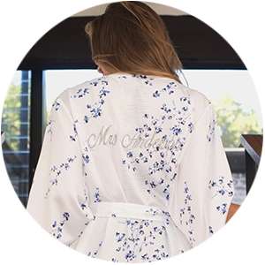 Choose either initials for your sleep shirt or words on the back of your wrap