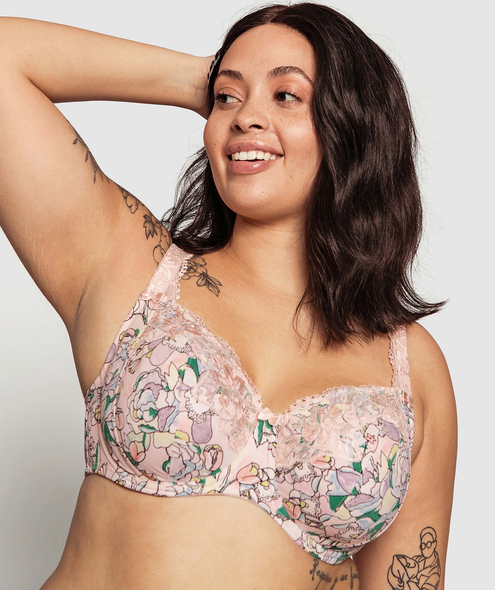 Sapphire Full Cup Bra - Floral Print/ Pink
