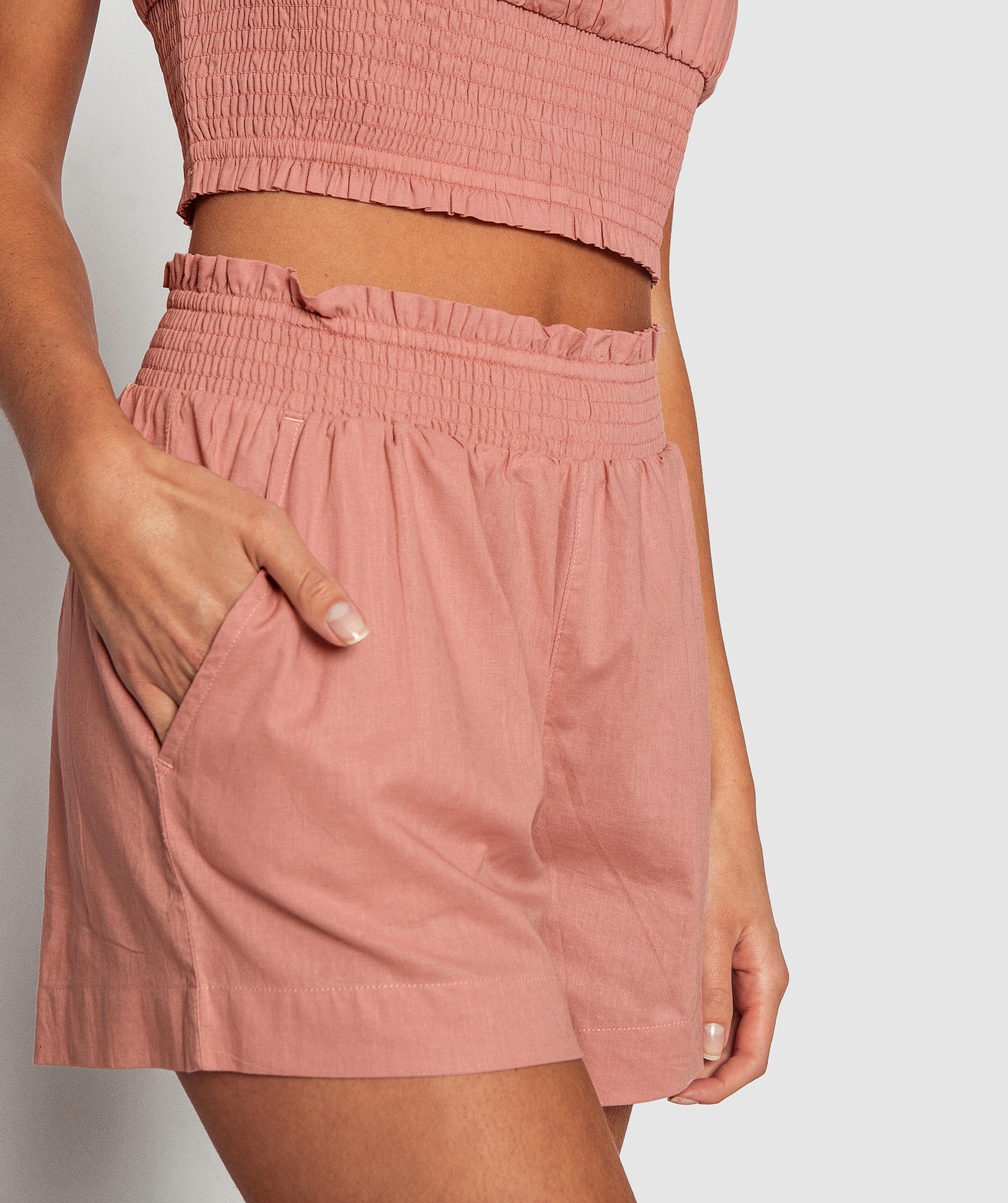 Staycation Shirred Shorts - Pink