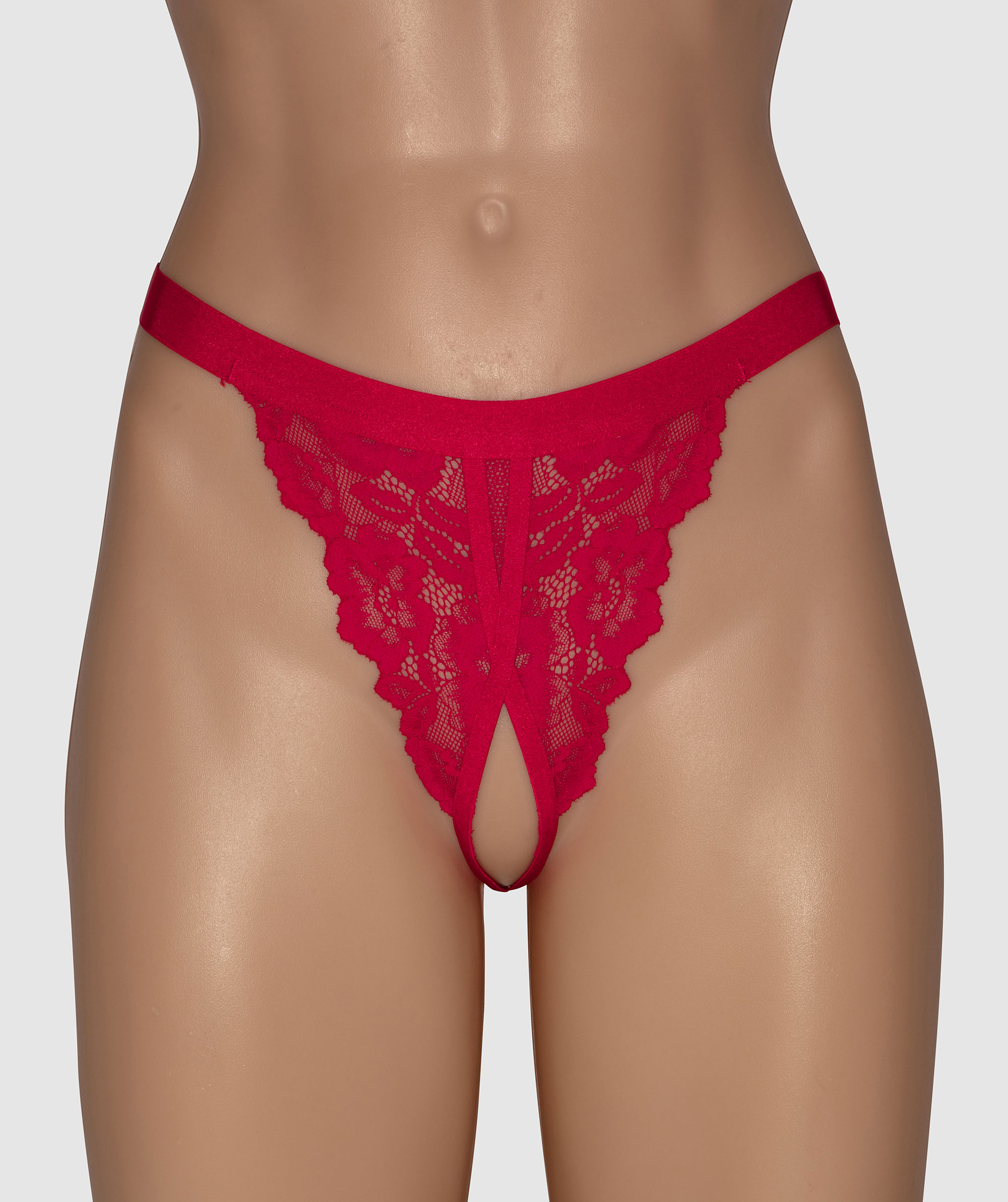 Night Games Entice Crotchless Knicker - Red