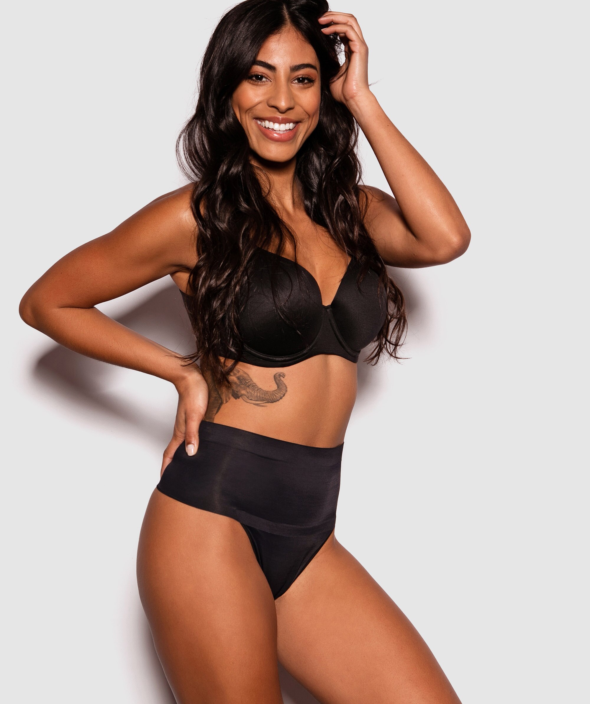 Cover Your Bases High Waisted V-String Knicker - Black