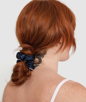 Scrunchie With Piping - Navy
