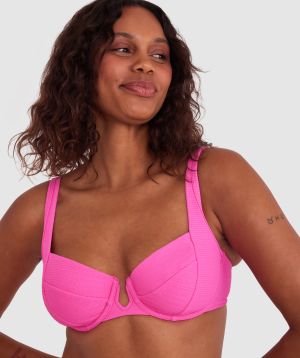 Planet Bliss Swim New Wave Full Cup Top - Hot Pink