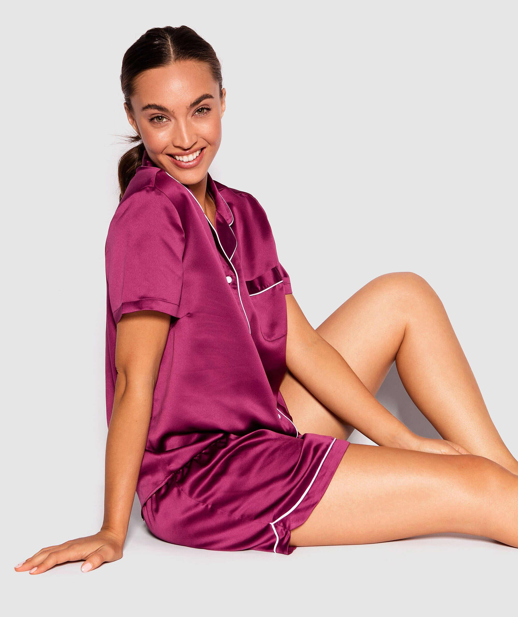 Liquid satin short pj set outlet