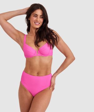Planet Bliss Swim New Wave High Pant - Hot Pink