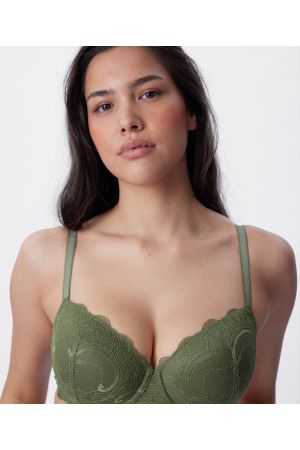 Arya Lightly Lined Balconette Bra - Khaki