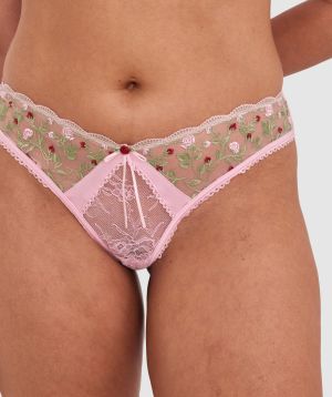 Enchanted Willow High Leg G String - Pink