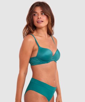 Body Bliss Lace Contour Plunge Bra - Teal