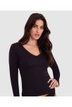 Rib Long Sleeve with Shelf Bra - Black