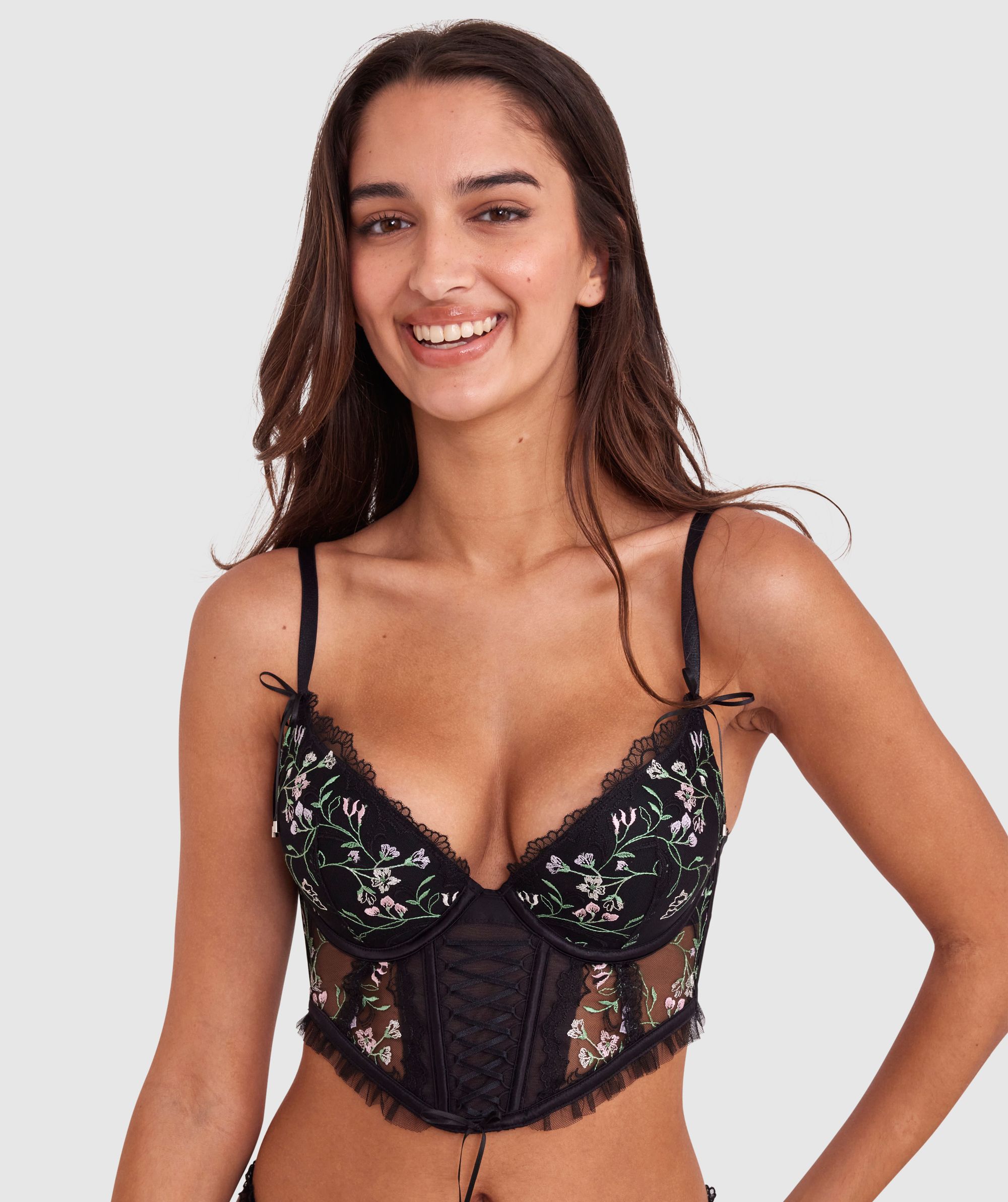 Bras N Things Enchanted Moonlight In Vermont Push Up Corset - Black