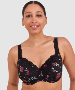 Sapphire Full Coverage Underwire Bra - Print Floral/Black