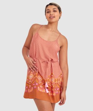 Matilda Short Slip - Rust Geometric