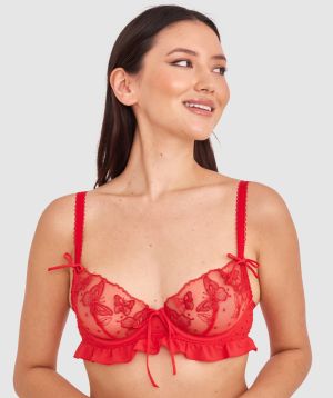 Enchanted Butterflies of Vienna Unlined Bra - Dark Red