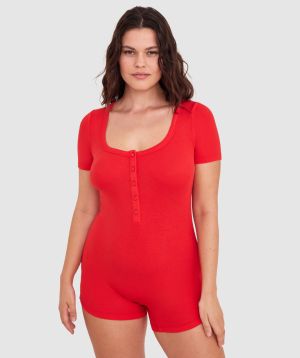 Body Bliss Romper-Light Red