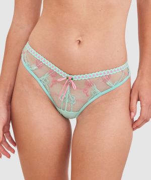 Enchanted Love Knot High Leg Brazilian Knicker - Aqua/Pink
