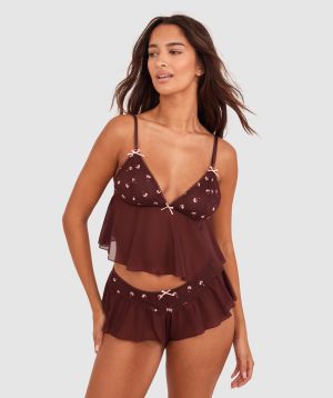 Budding Roses Cami - Dark Brown