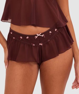 Budding Roses French Knicker - Dark Brown