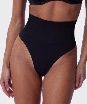 Base Layers Mid Rise G String - Black