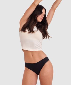 Smooth Comfort Cotton Brazilian Knicker - Black
