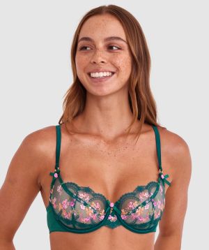 Enchanted Margaux Bra - Dark Green/ Multicolour