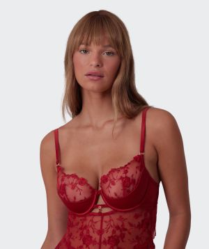 Vamp All Yours Push Up 1/4 Cup Babydoll - Dark Red
