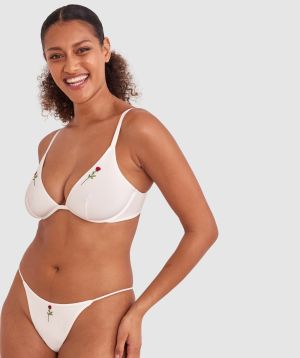 Made For Micro Rose High Leg G String - Ivory