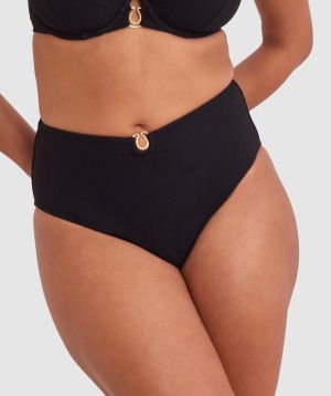 Cassie High Waist Bikini Bottom - Black