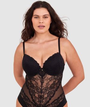 Bethany Essentials Push Up Bodysuit - Black