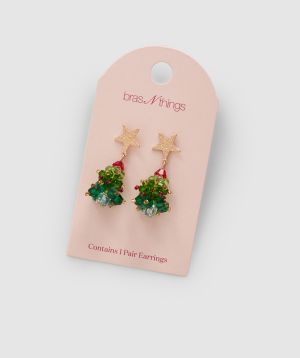 Xmas Tree Earrings - Gold