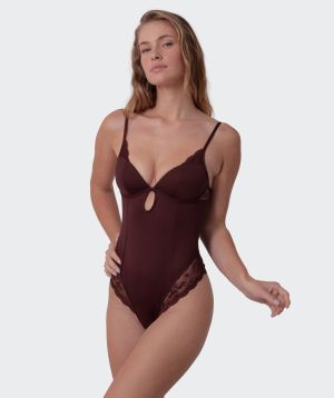 Anusha Longline Bodysuit - Dark Brown