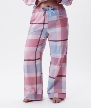 Azlin Long Pant-Print Check / Dusty Pink