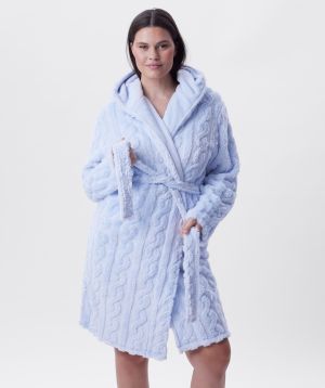 Maxine Short Hooded Gown - Light Blue