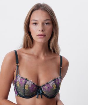 Enchanted Idle Bloom Balconette Bra - Dark Green