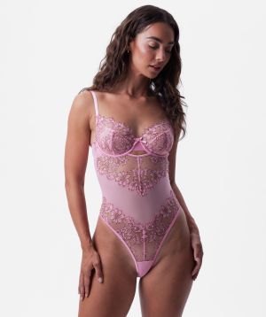 Chantalle Underwire Bodysuit Bra - Pink