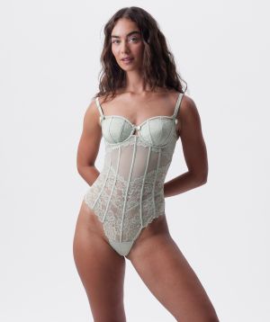Bethany Balconette Bodysuit - Light Green