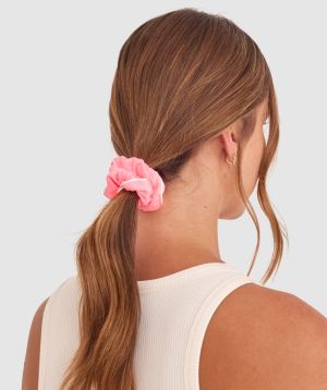 Scrunchie With Piping - Pink/Ivory