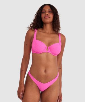 Planet Bliss Swim New Wave Brazilian Pant - Hot Pink