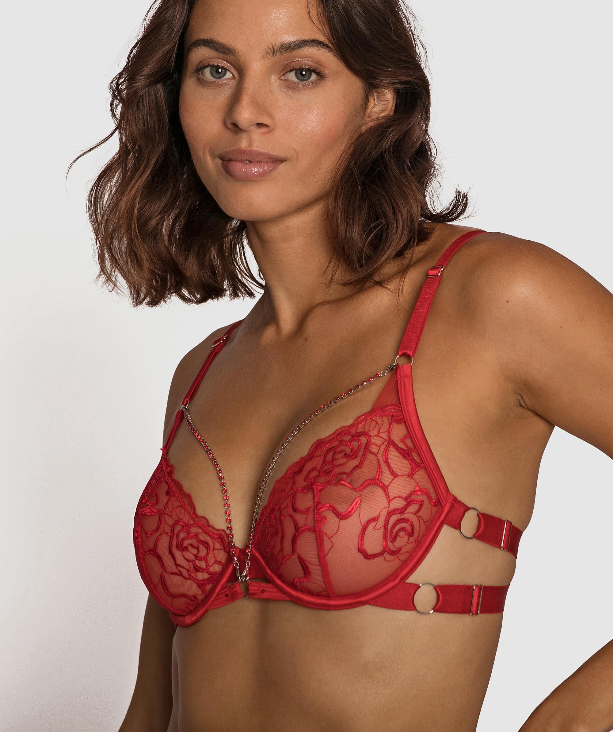 Night Games Night Games Abloom 1/2 Cup Bra - Red