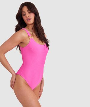 Planet Bliss Swim New Wave Underwire One Piece - Hot Pink