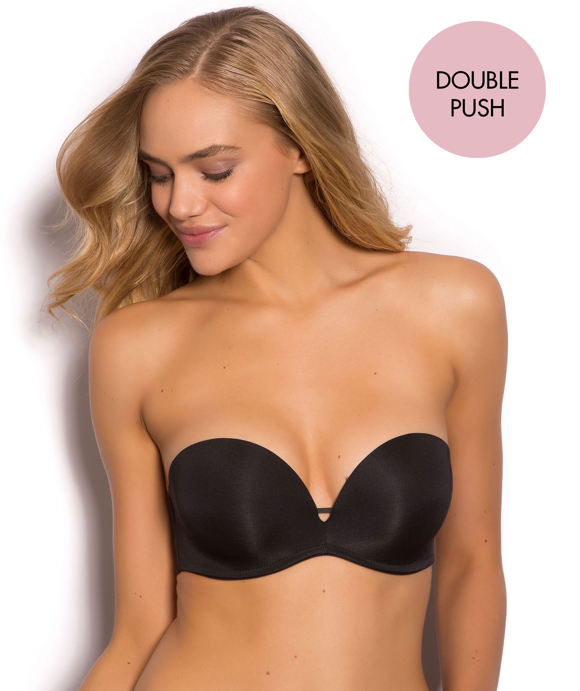 Extreme Cleavage Strapless Double Push Up Bra - Black