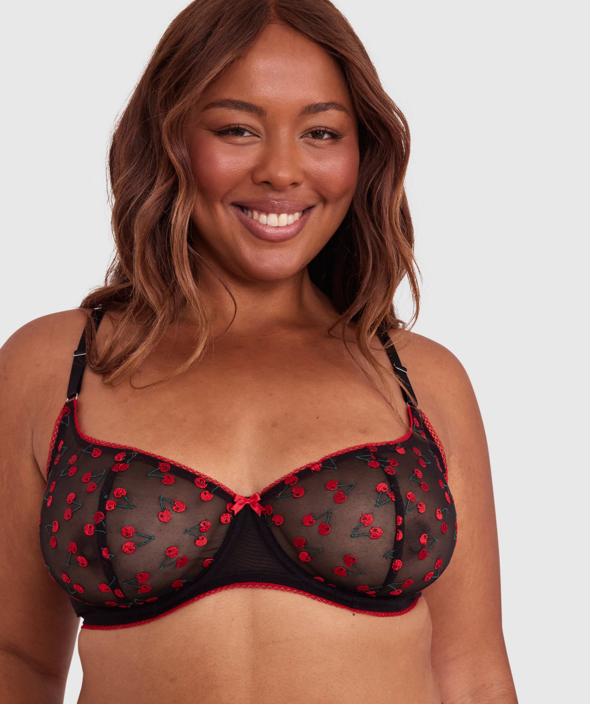 Night Games Cherry Pop Underwire & Mini V Set - Black | 01429801